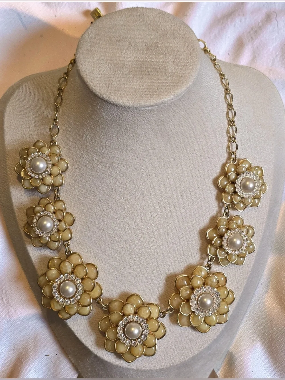 Kate Spade Elegant Cream Flower Pearl Statement Necklace